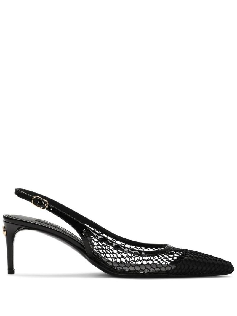 fishnet-detail pointed-toe pumps - 1