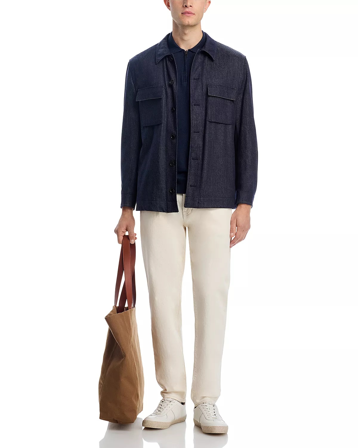 Linen Blend Knit Polo Sweater - 2