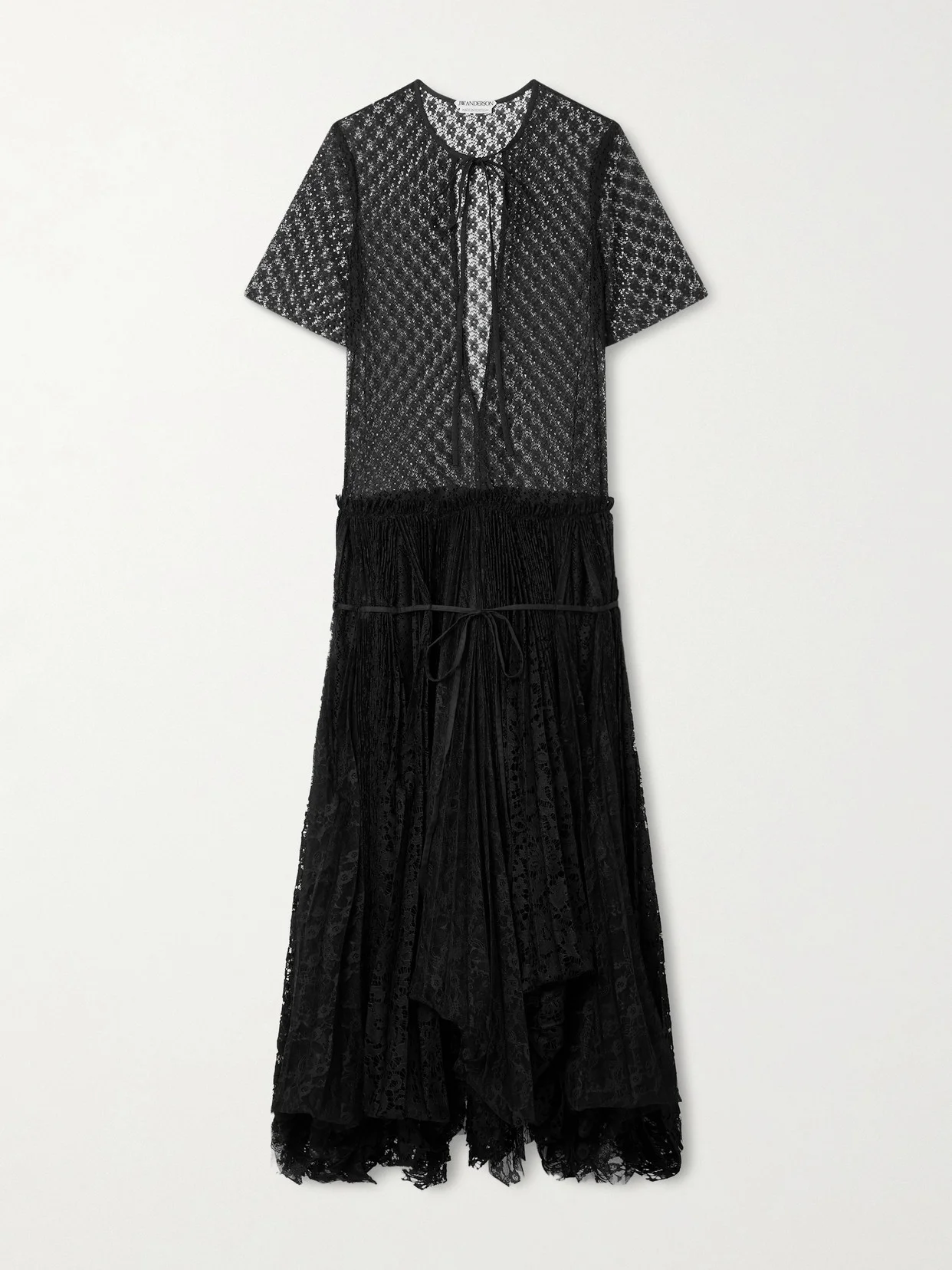 Layered Cutout Pleated Lace Maxi Dress - 1