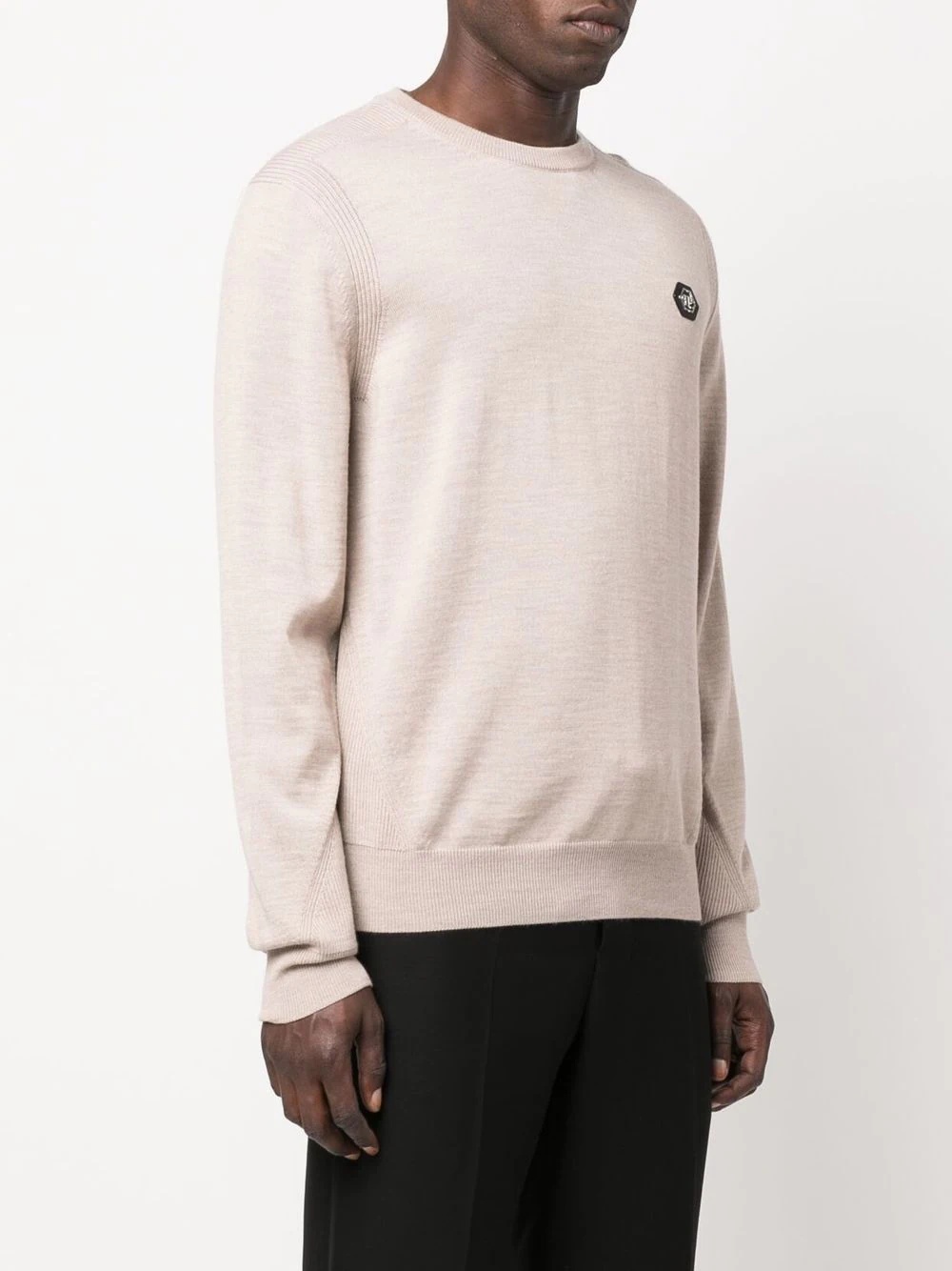 logo patch merino wool jumper - 3