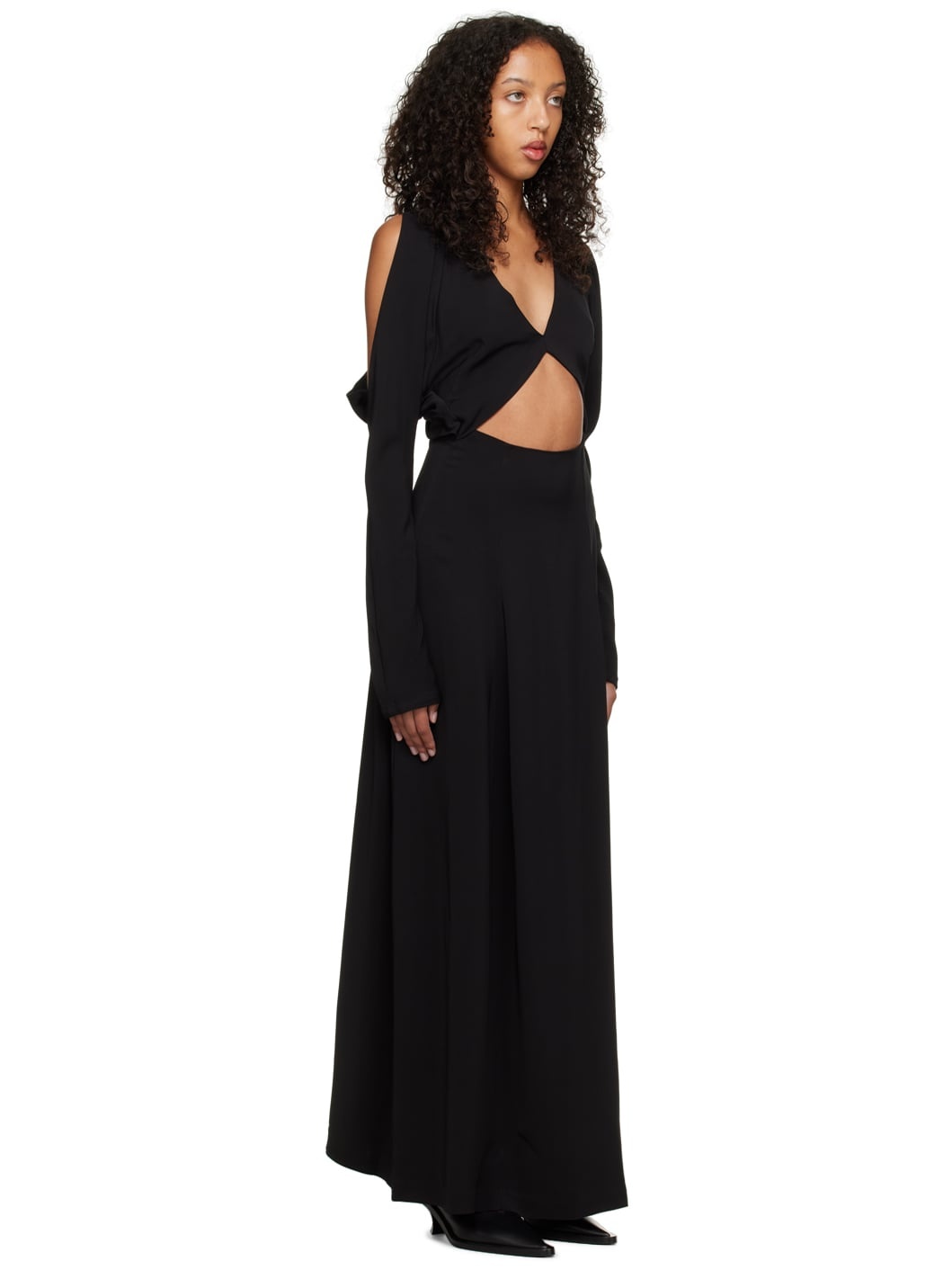 Black Envelope Flume Maxi Dress - 2