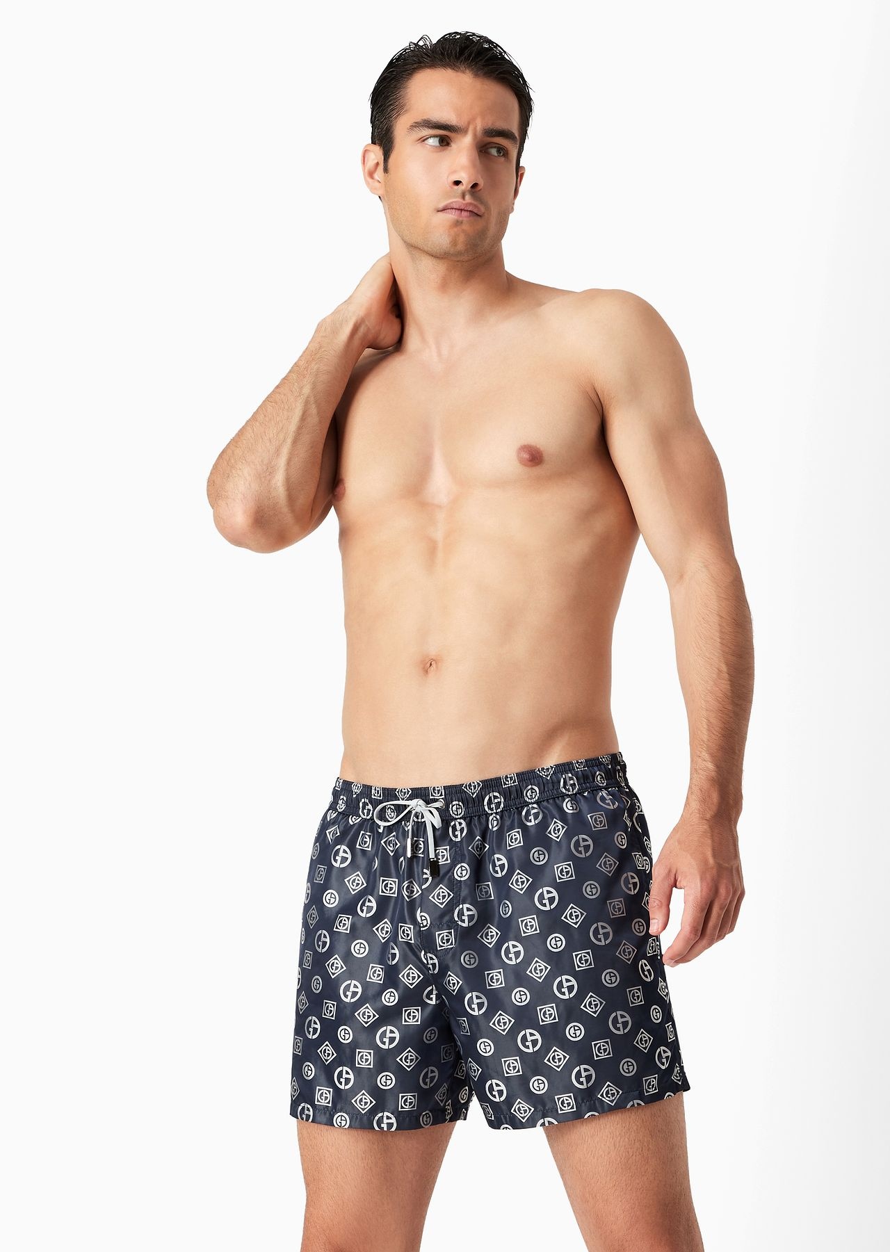 Swim trunks with an all-over logo jacquard - 2