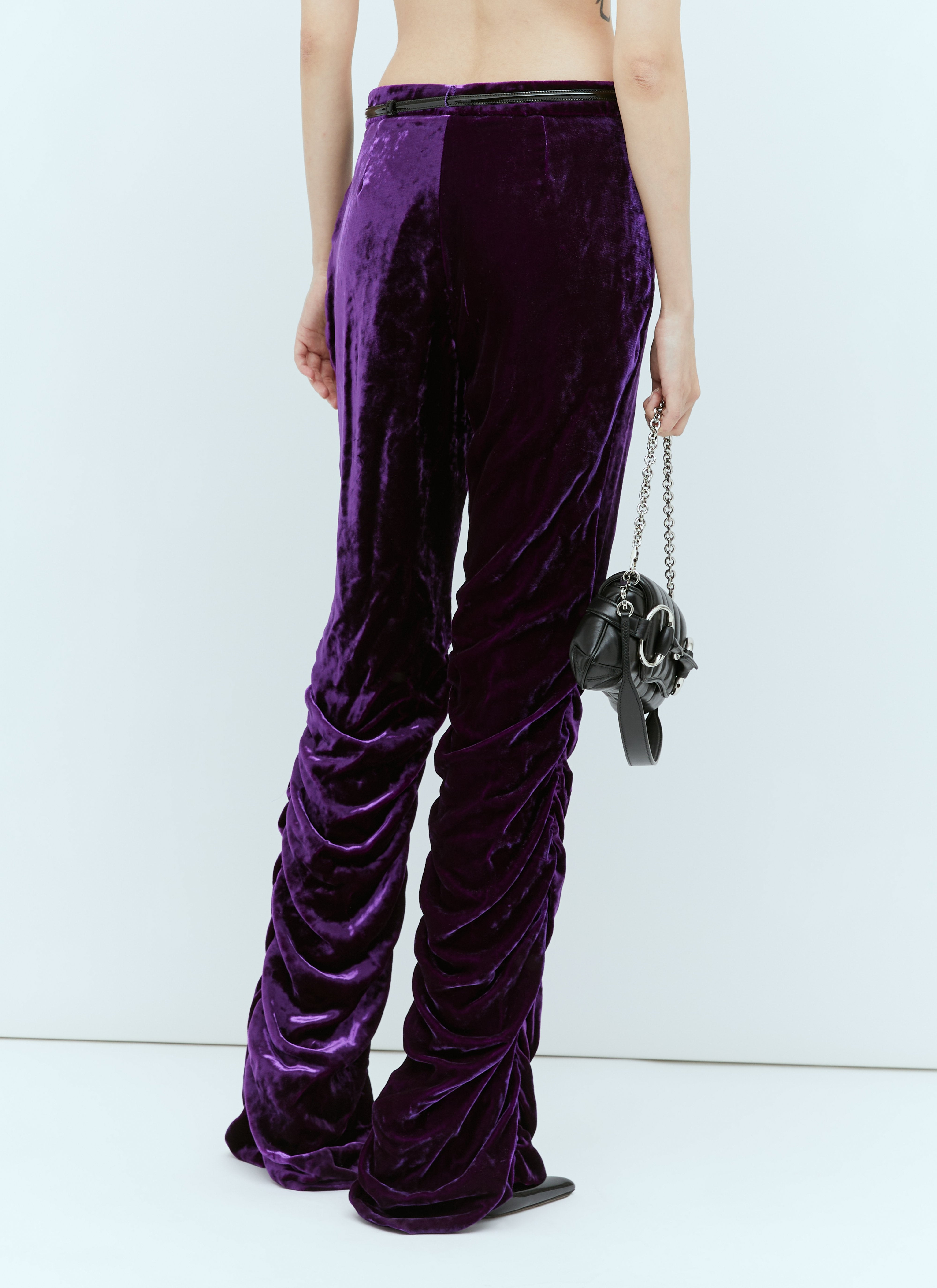 Gucci Women Horsebit Belt Velvet Pants - 6
