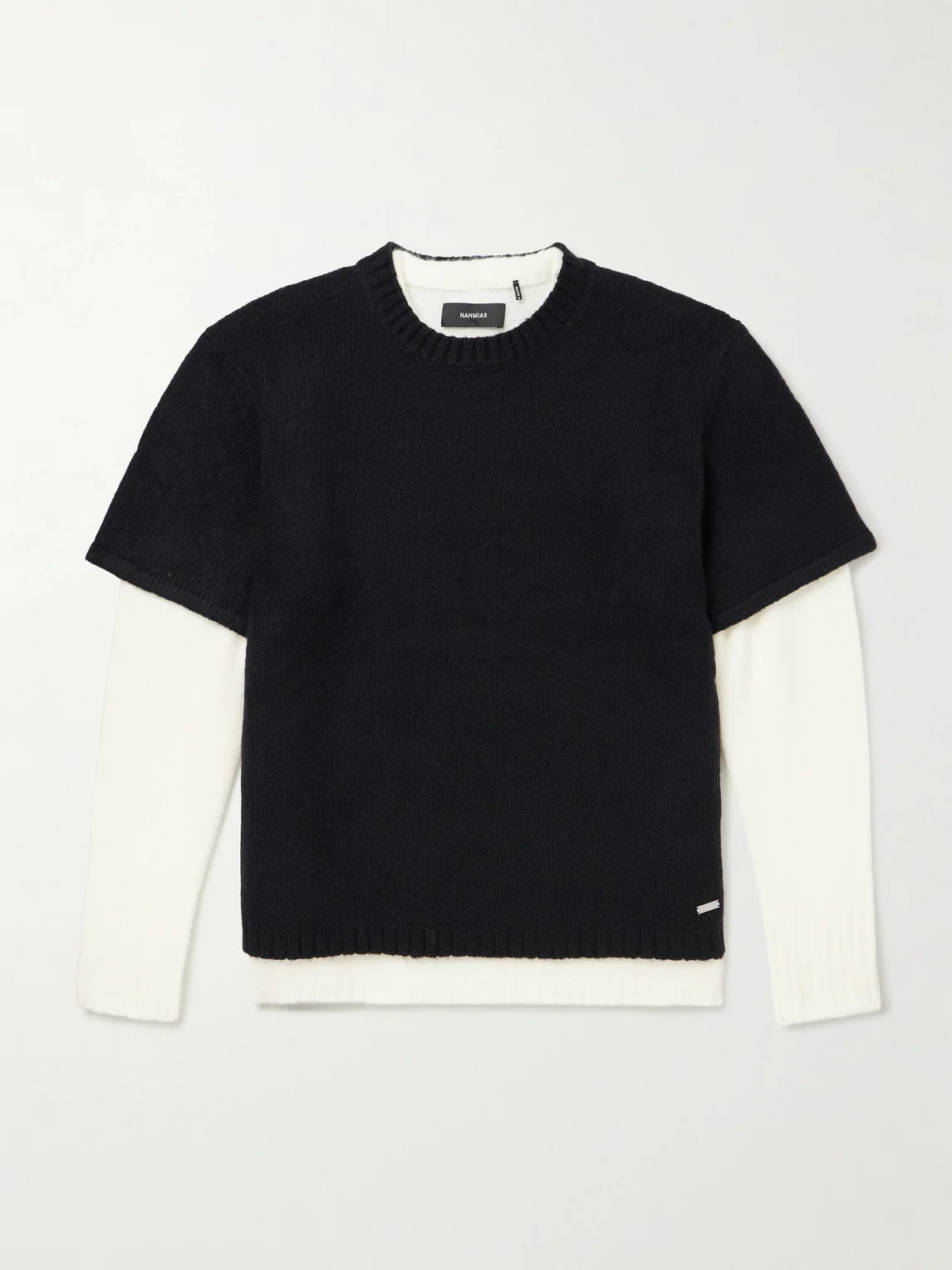 Two-Tone Layered Brushed Sweater - 1