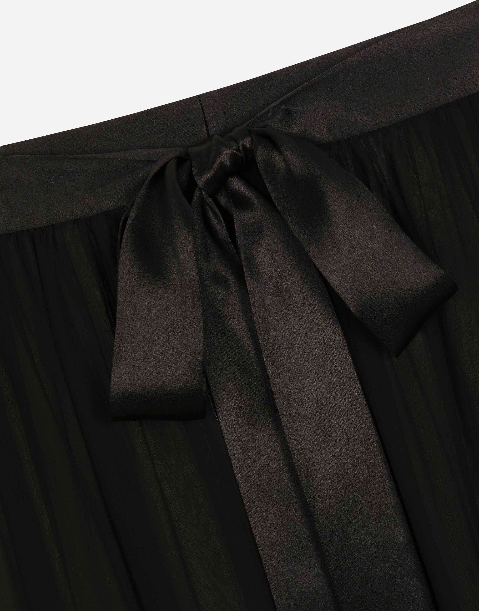 Long silk chiffon skirt with belt - 7