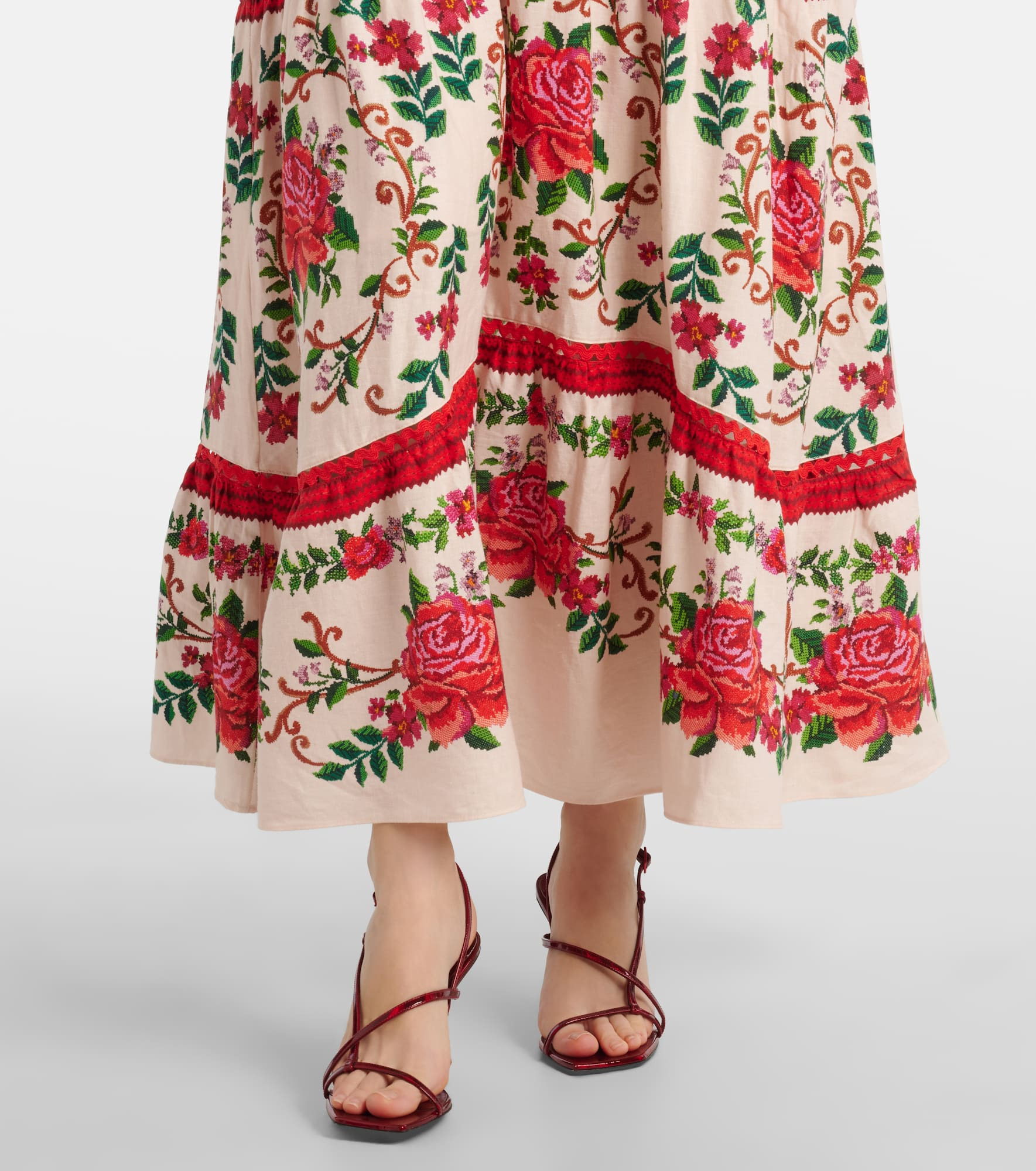 Floral linen-blend maxi dress - 5