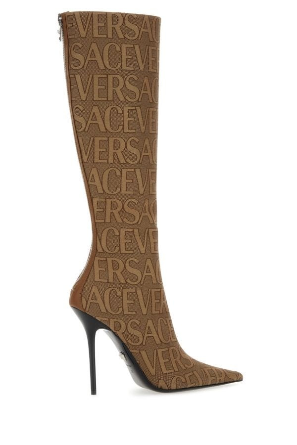 Embroidered Jacquard cavas Versace Allover boots - 3