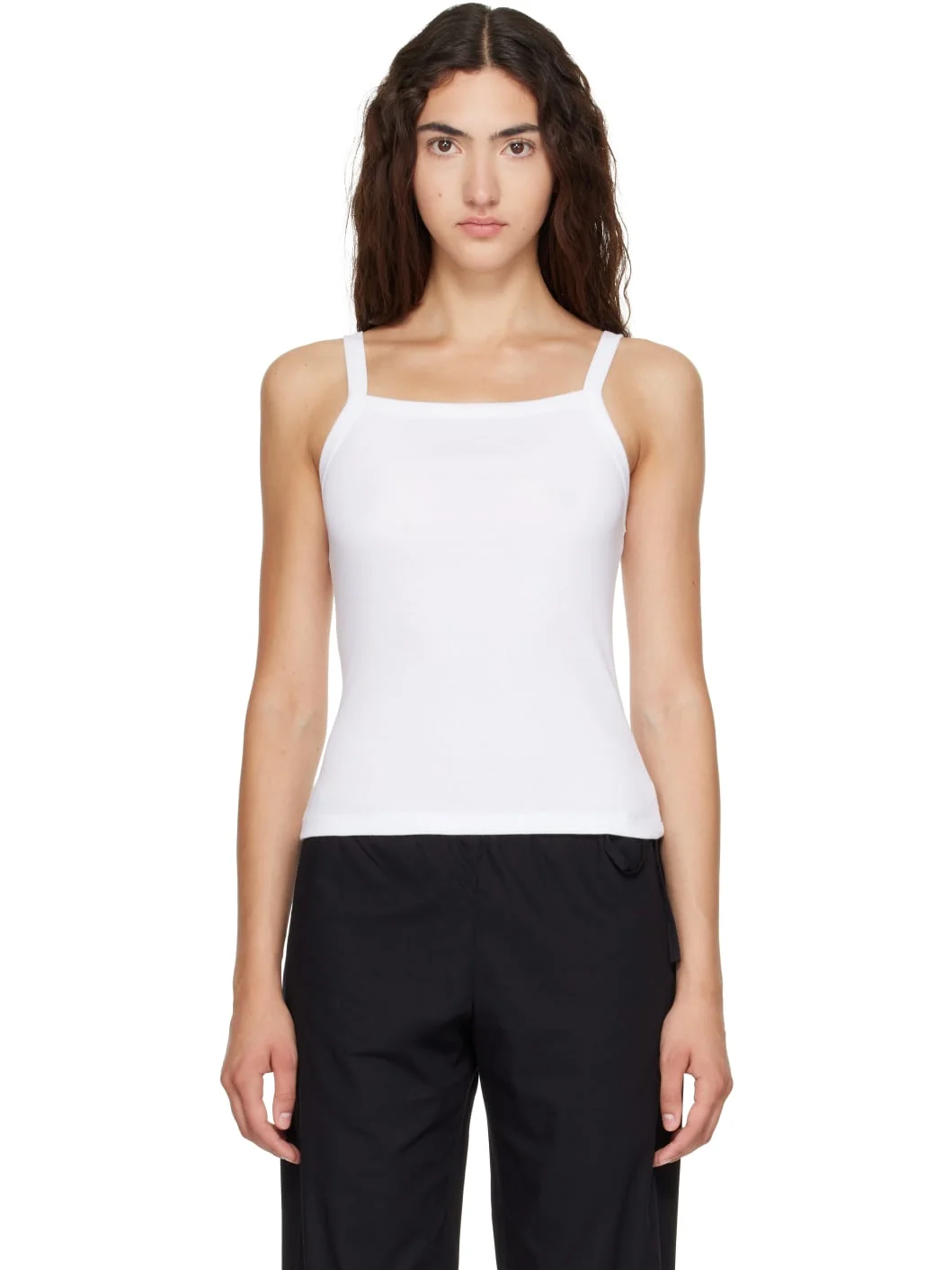 White Nando Square Neck Tank Top - 1