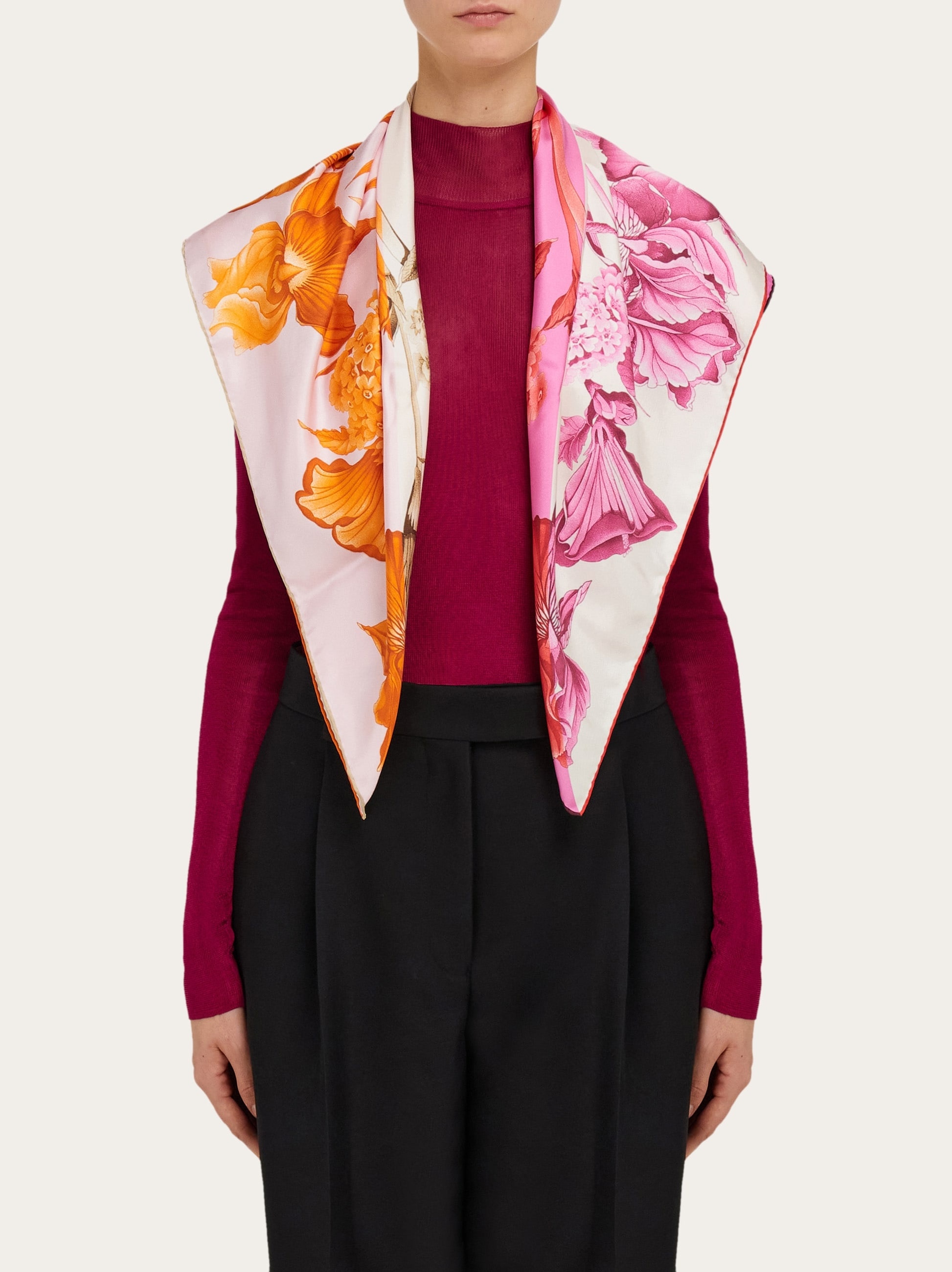 Hydrangea print silk scarf - 3