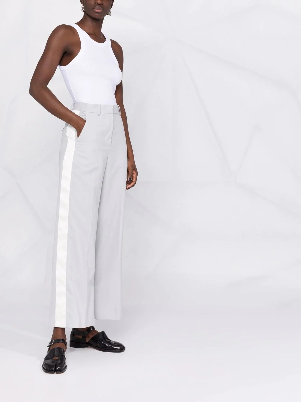side-stripe straight-leg trousers - 4