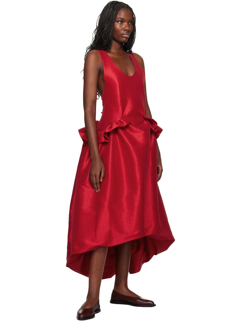 KIKA VARGAS SSENSE Exclusive Red Ramya Midi Dress outlook