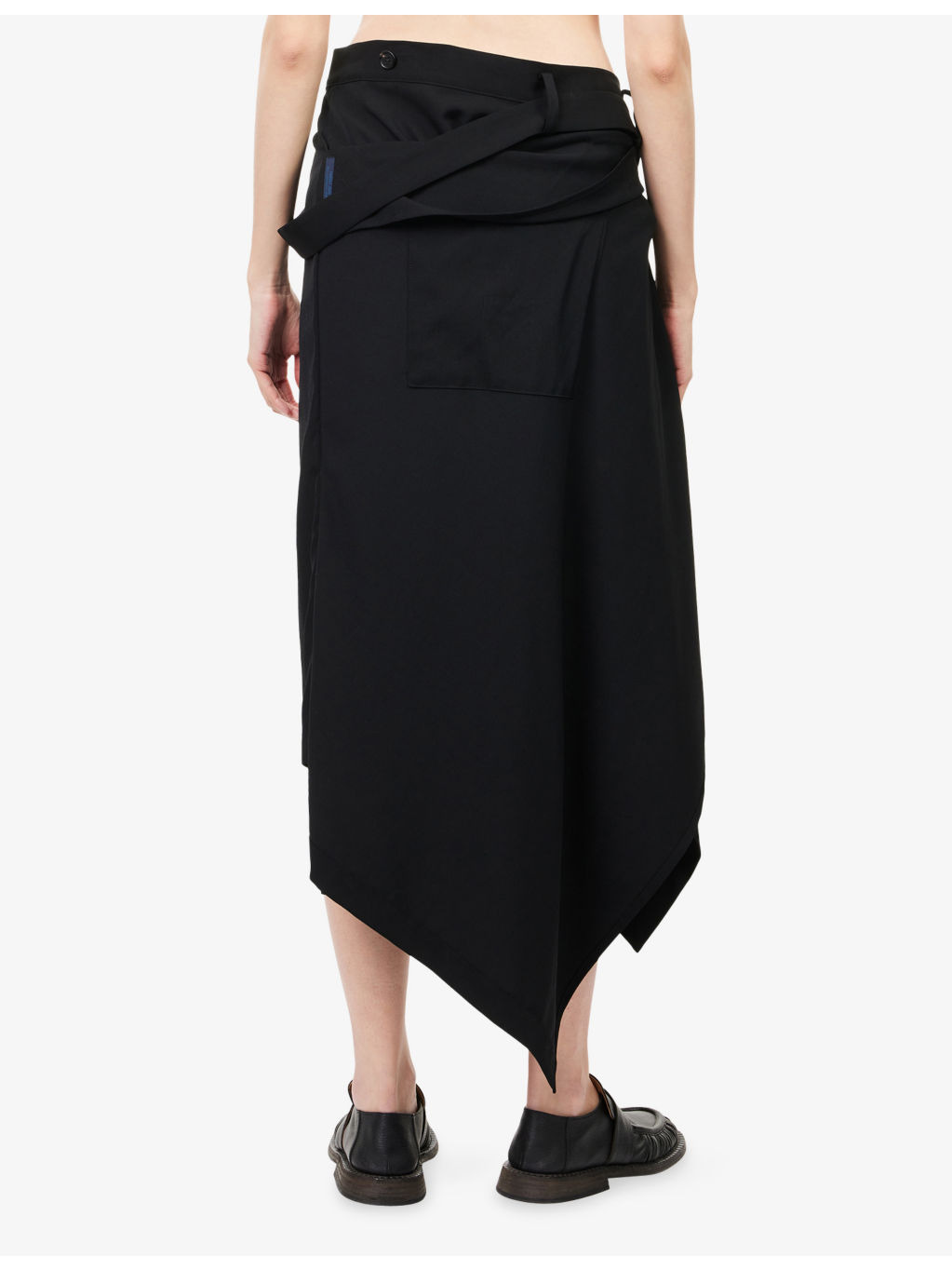 Two-Way Suspender Wool Midi Skirt - 4