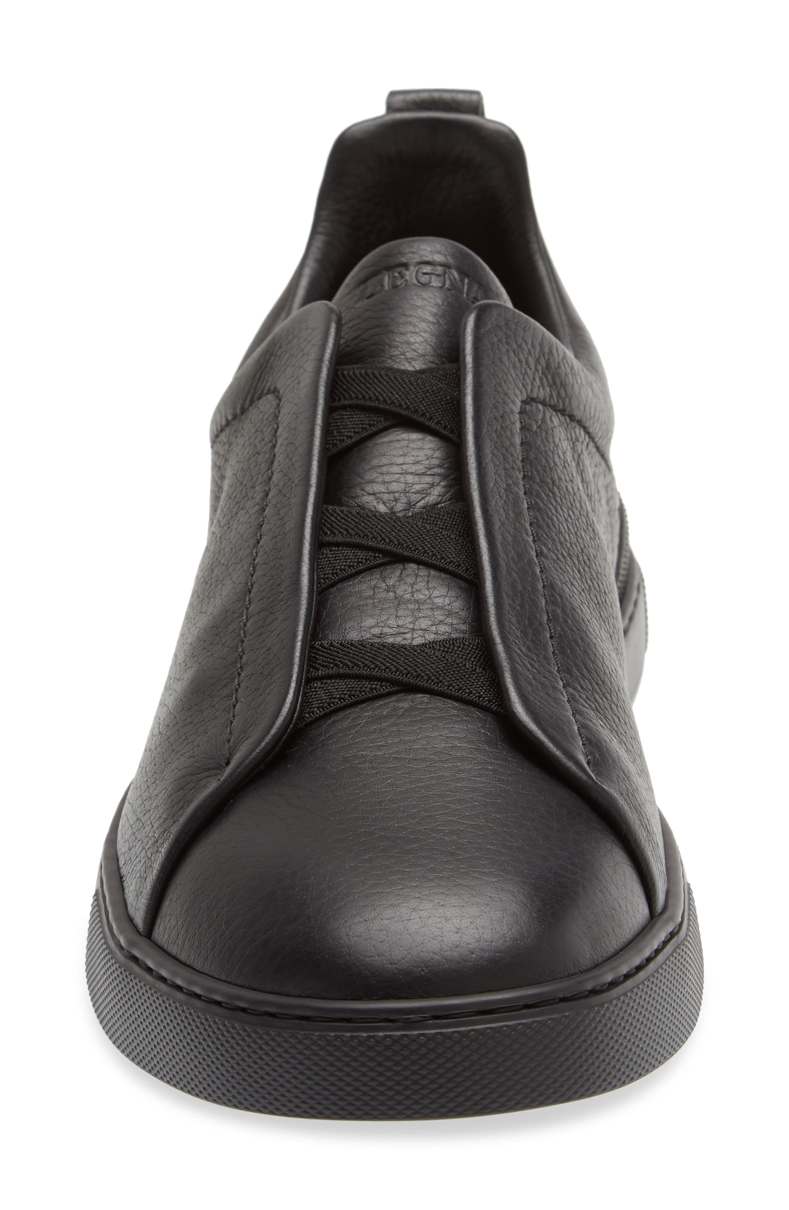 Triple Stitch Deerskin Leather Slip-On Sneaker - 4