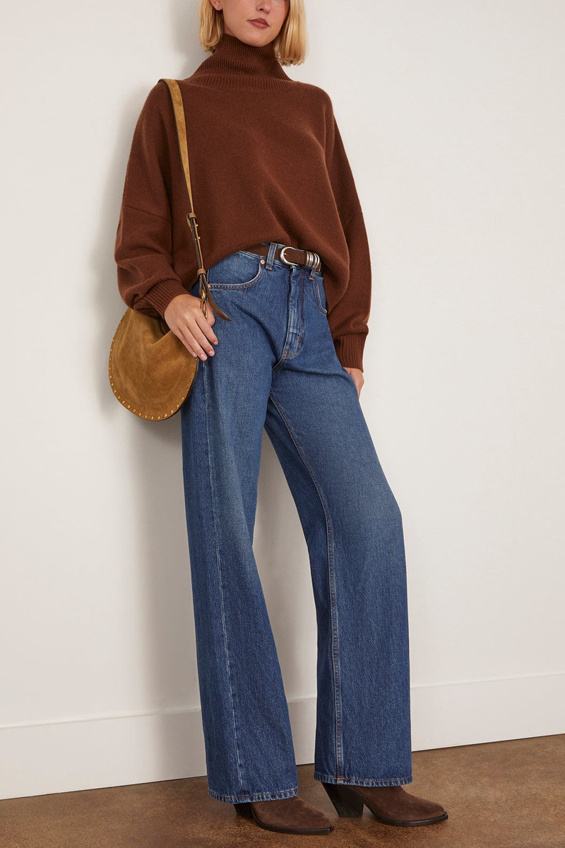 Loulou de Saison Luke Stand Collar Sweater in Brown outlook