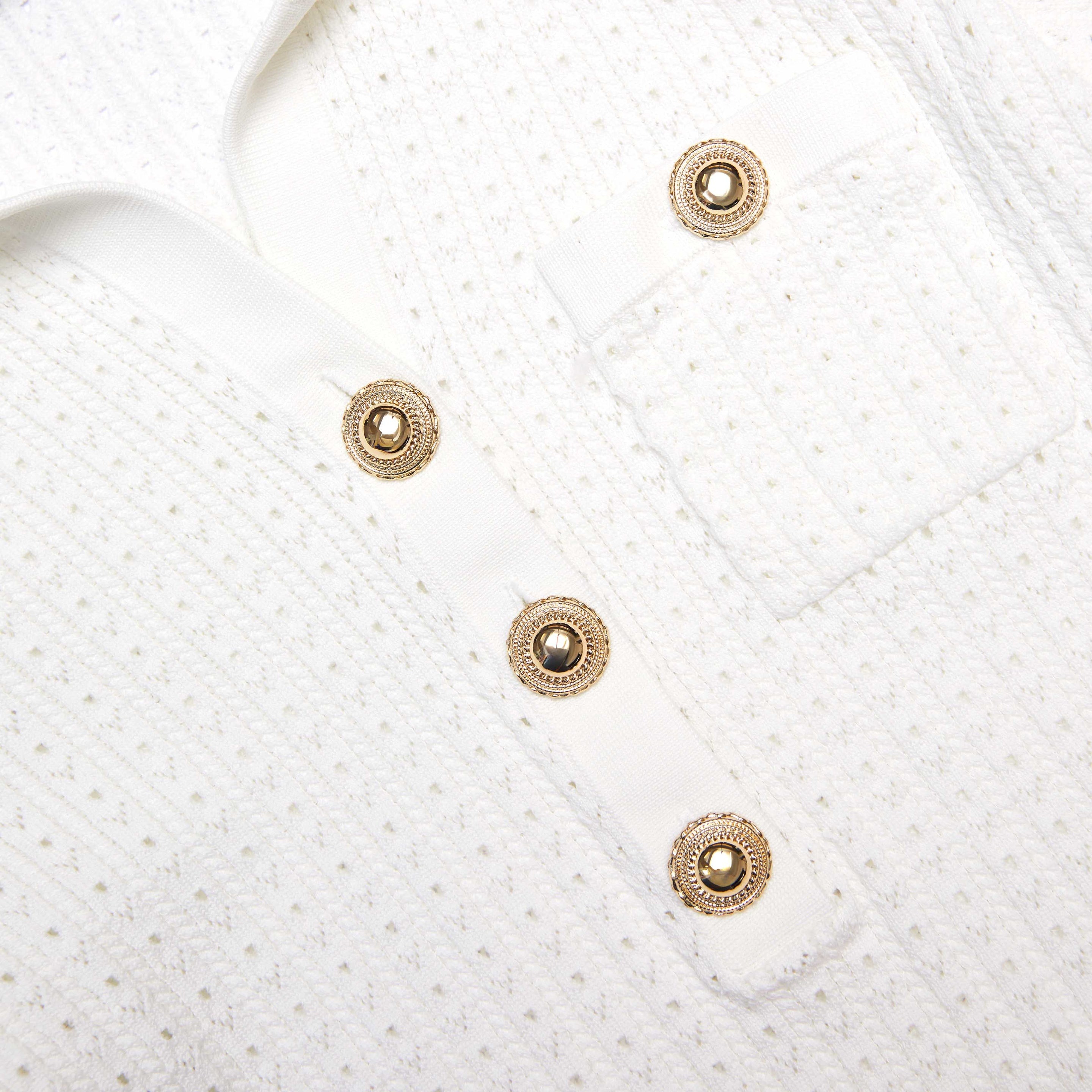 White Pointelle Knit Top - 5