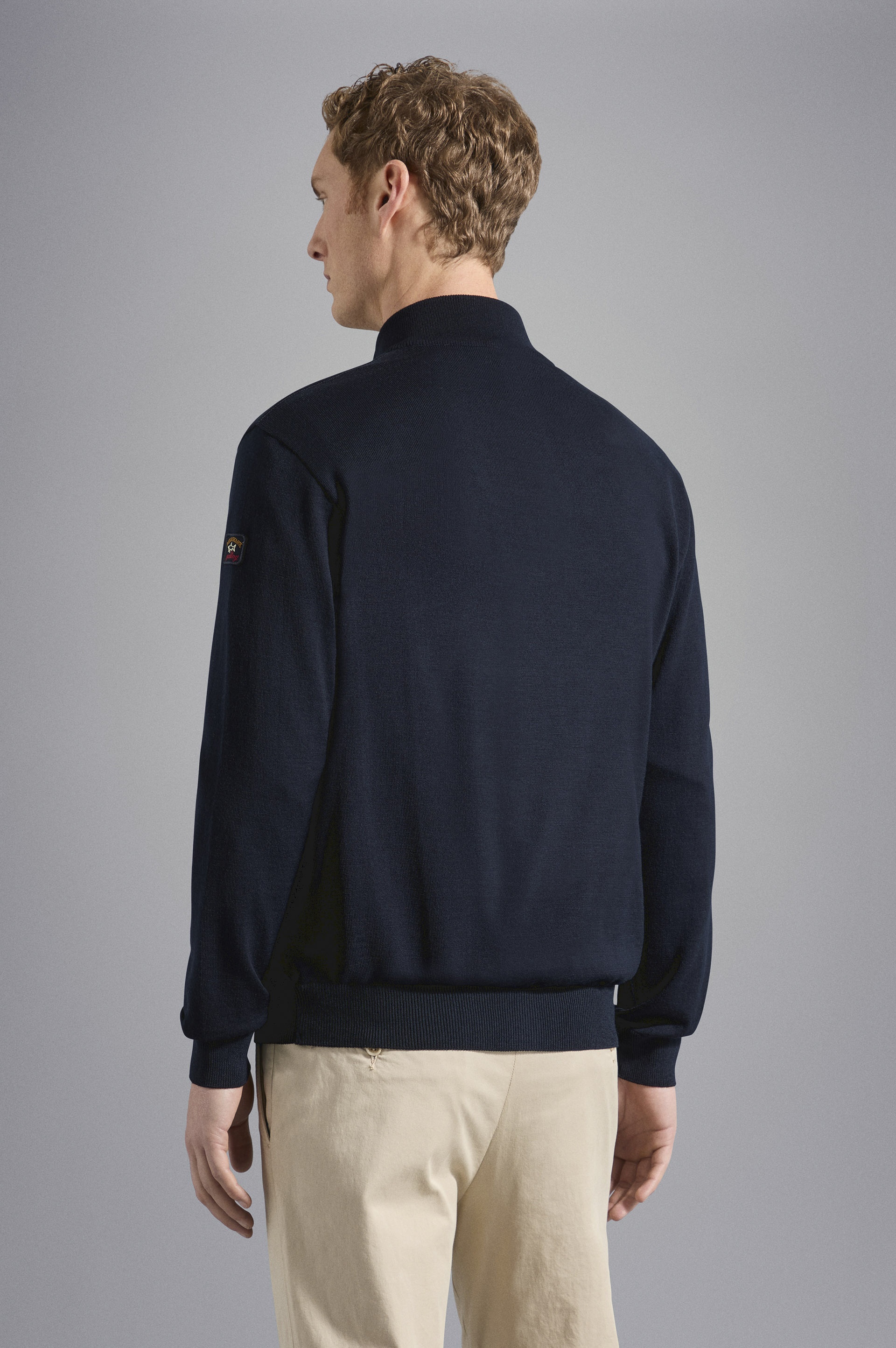 MERINO WOOL FULL ZIP SWEATER WITH ICONIC BADGE - 3