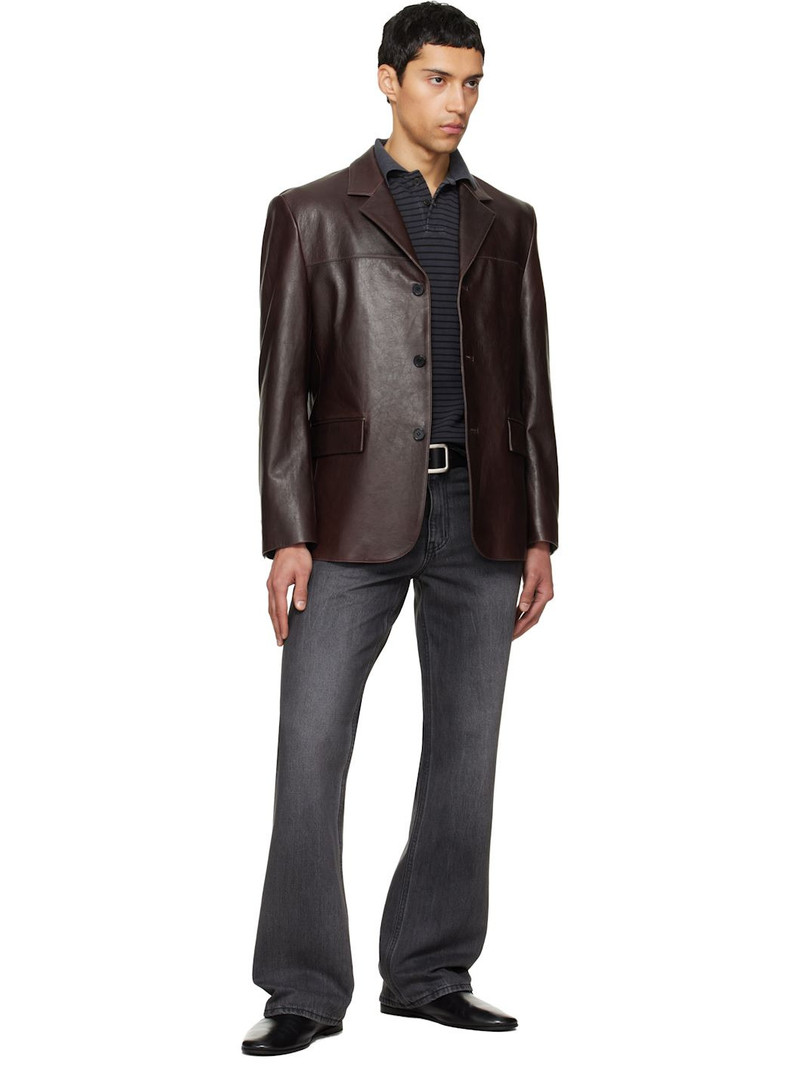 Tonywack Brown Vegetable Lamb Leather Blazer outlook