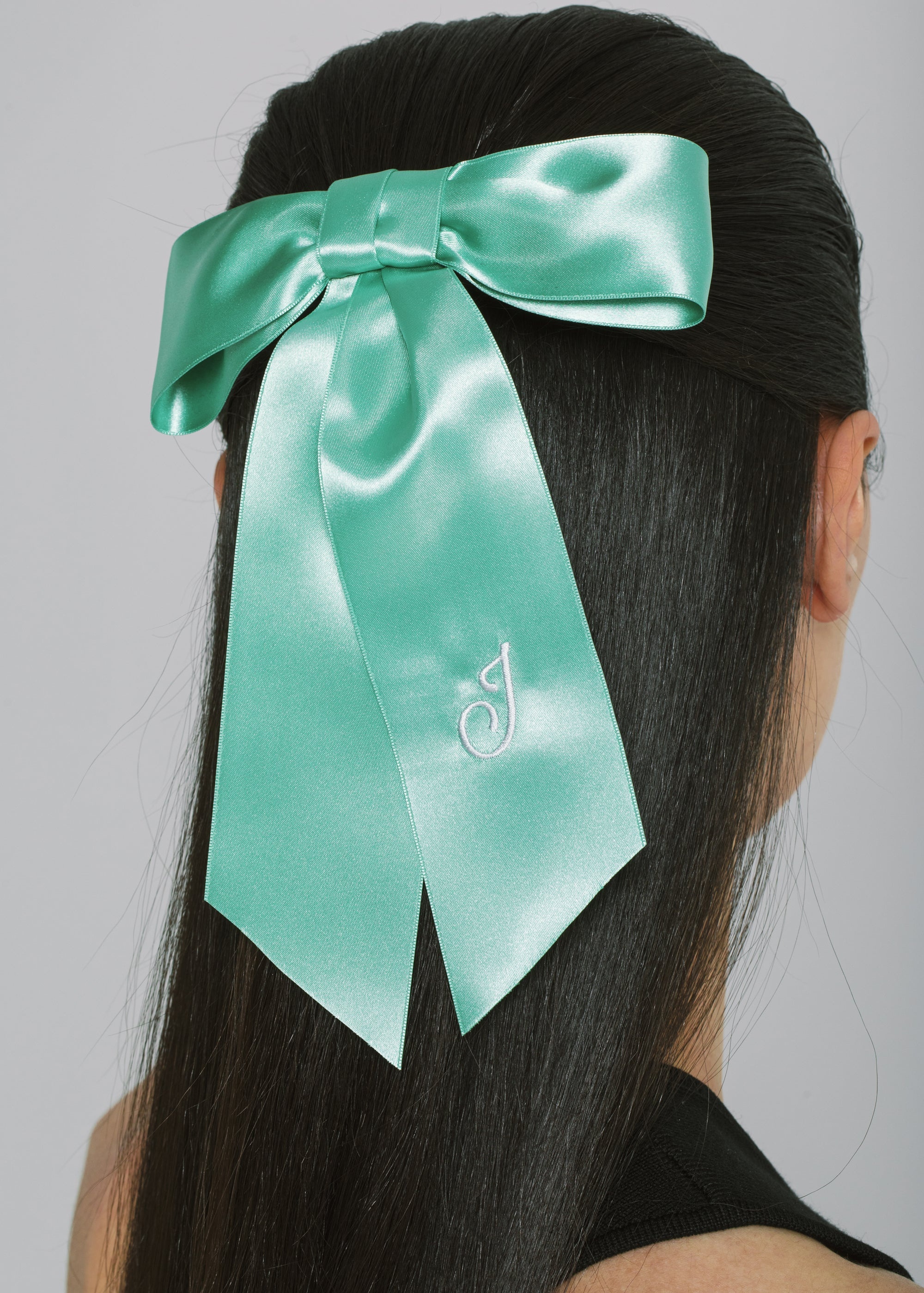 Initial April Satin Bow Barrette - 3