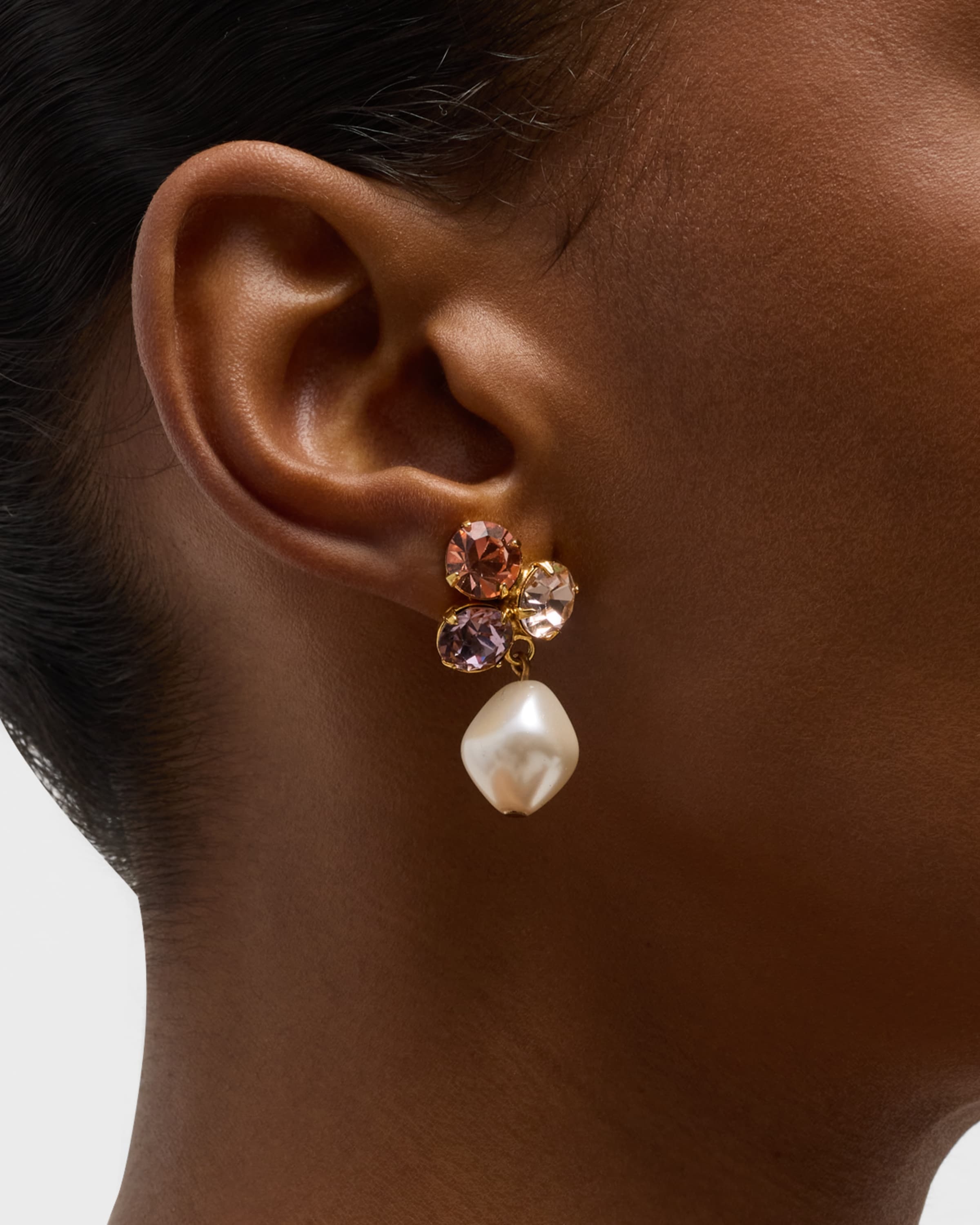 Tatiana Crystal and Glass Pearl Drop Earrings - 2