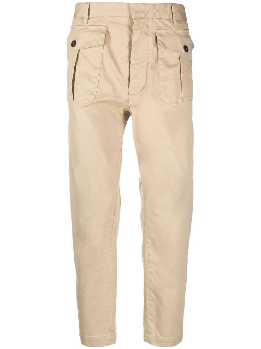 slim-cut cotton cargo trousers - 1