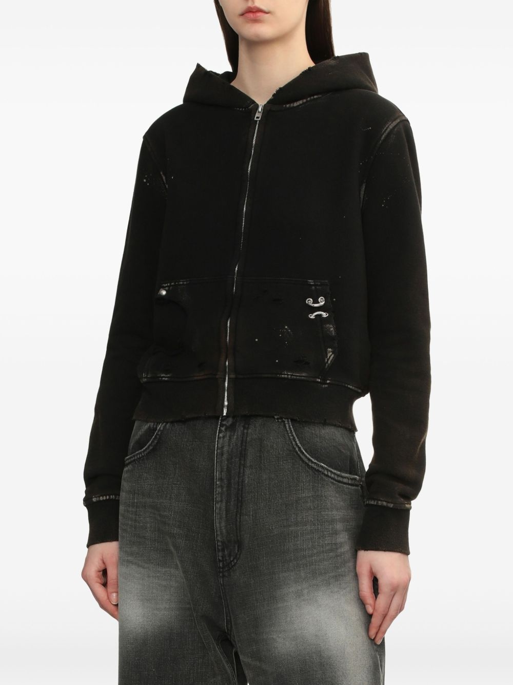 ripped-detailing hoodie - 3