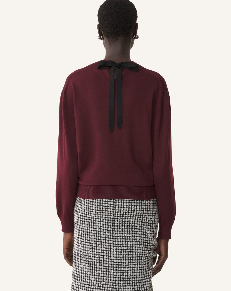 V-NECK MERINO SWEATER WITH GROSGRAIN DETAIL 4