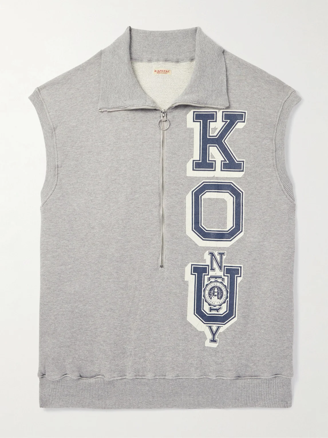 KO.U Printed Cotton-Jersey Half-Zip Gilet - 1