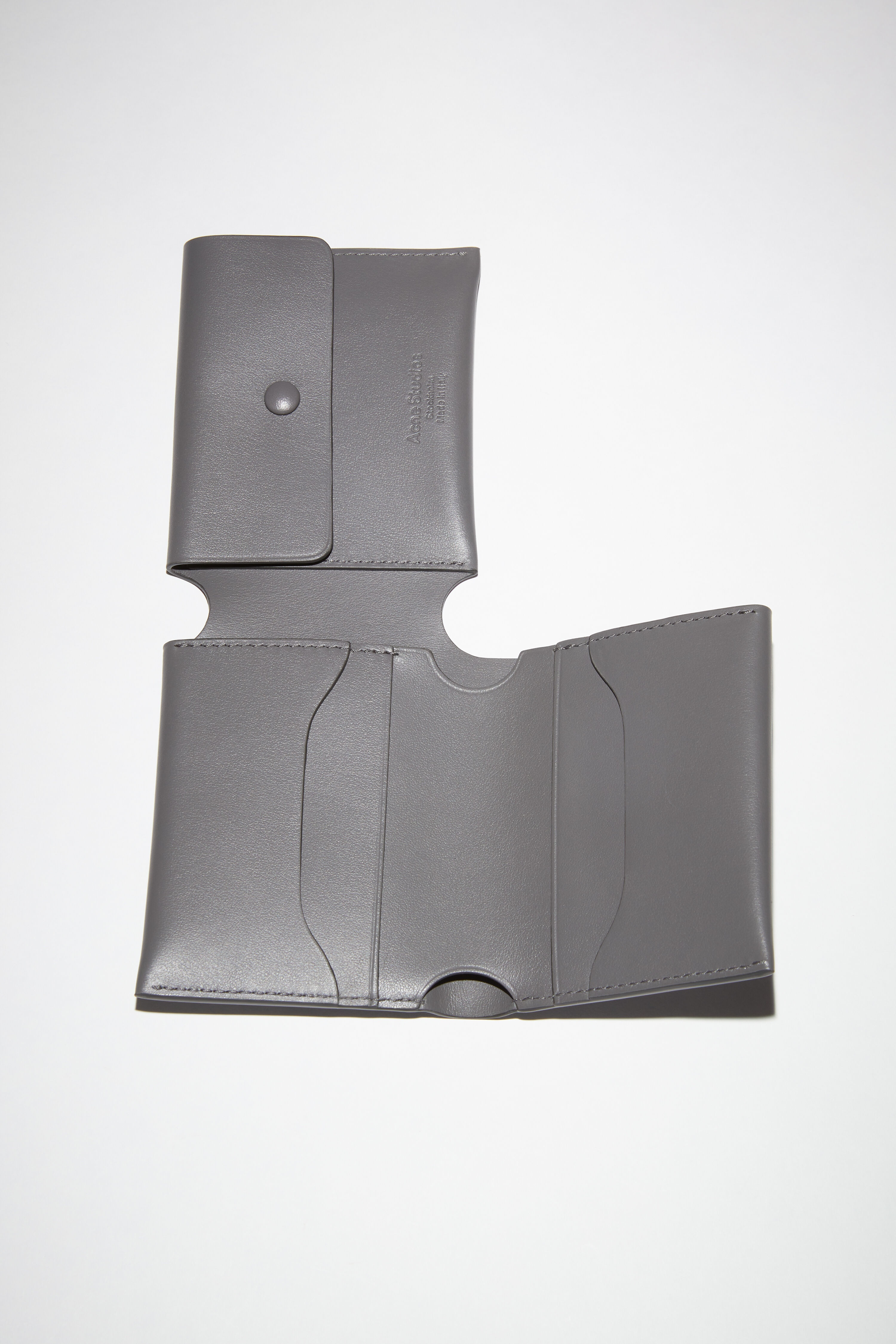 Leather trifold wallet - Dark grey - 4