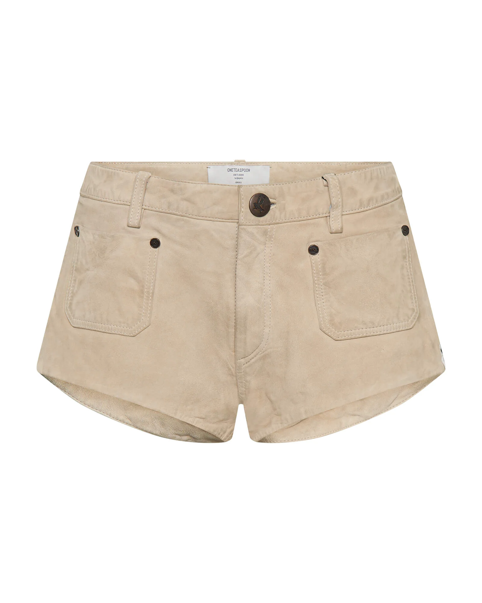 Retro Micro Leather Shorts - Vintage Cream - 1
