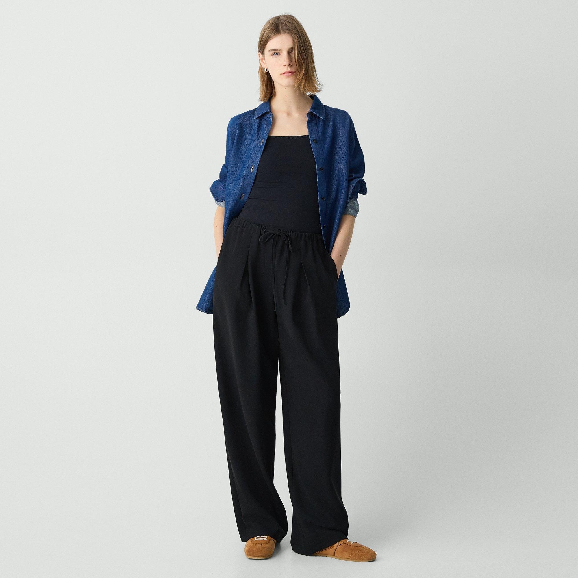 Pleated Pull-On Pant in Admiral Crepe - 2