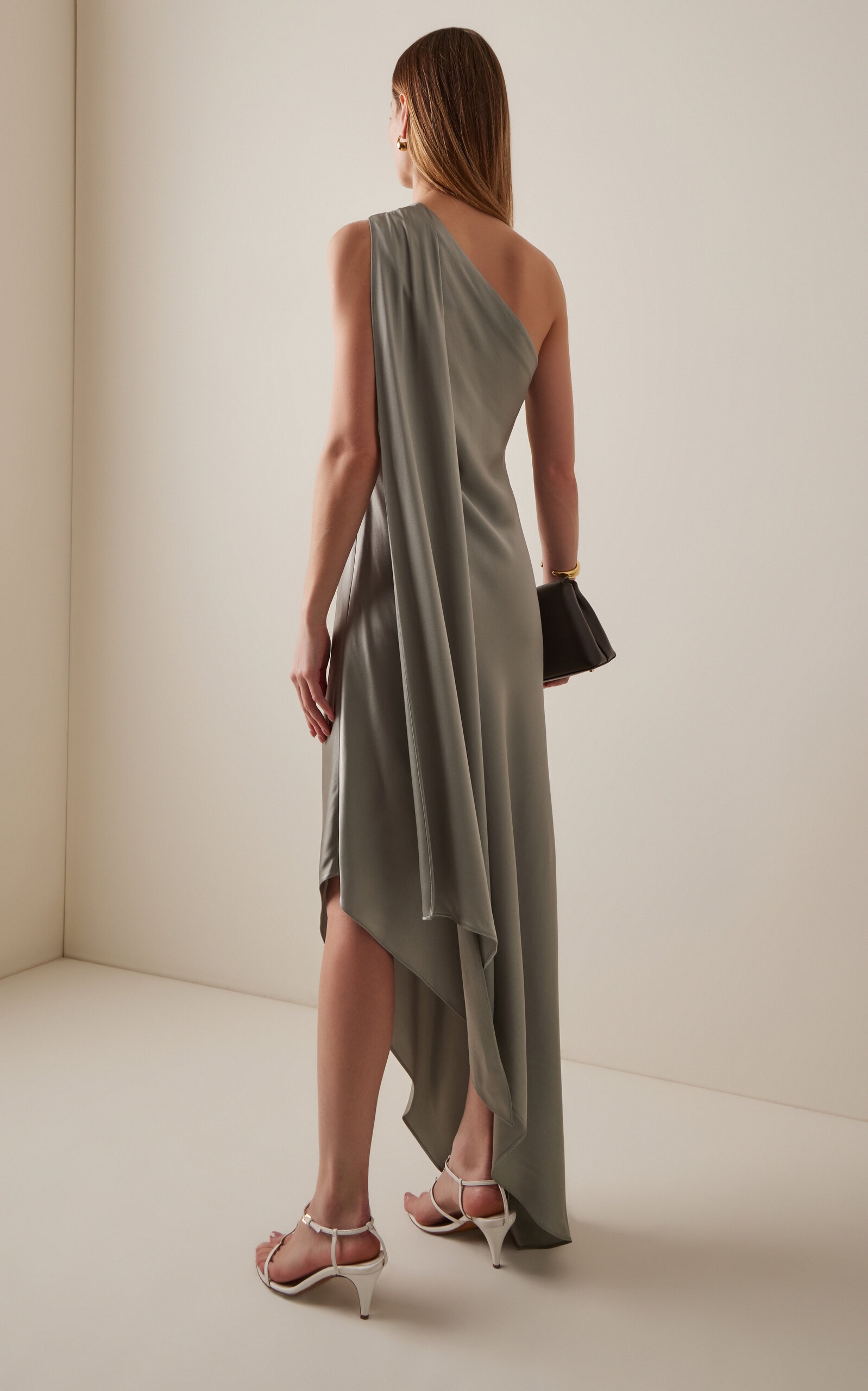 Satin One-Shoulder Dress blue - 4