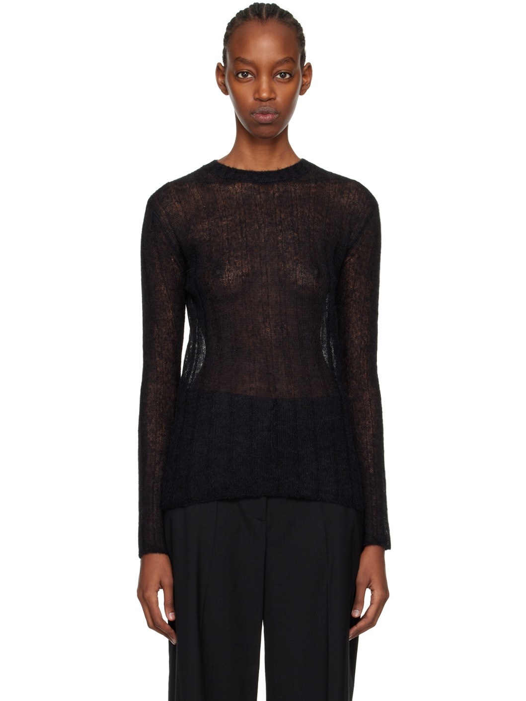 Black Kenzo Paris Semi-Sheer Sweater - 1