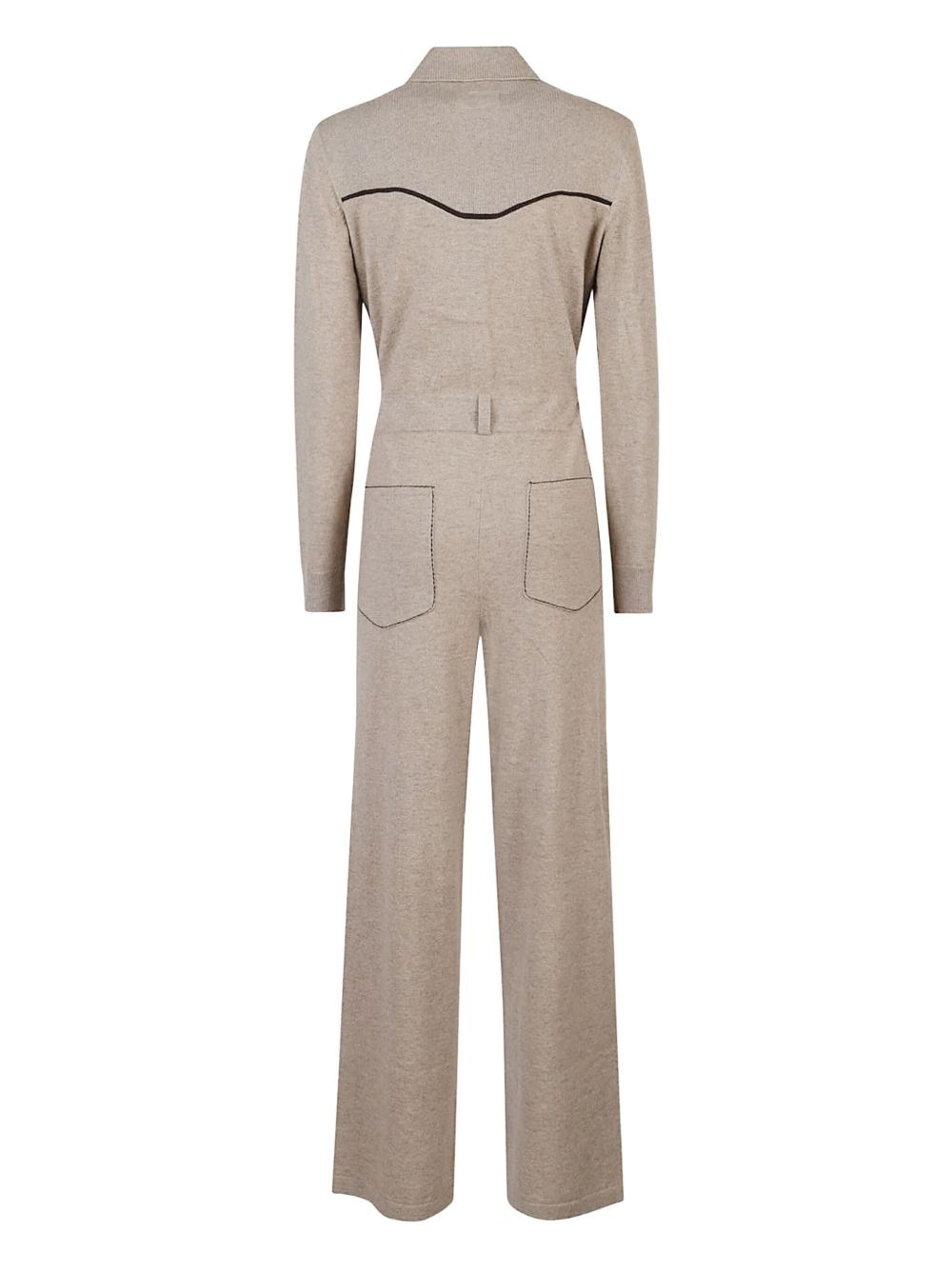 cashmere yoke-detail jumpsuit - 2