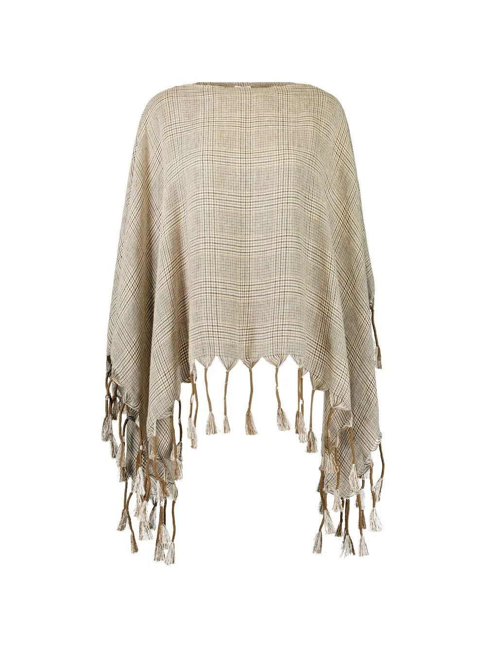 Prince of Wales fringed poncho - 1
