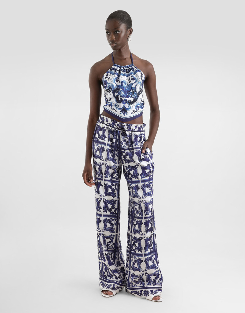 Dolce & Gabbana Majolica-print silk twill vanity trousers outlook