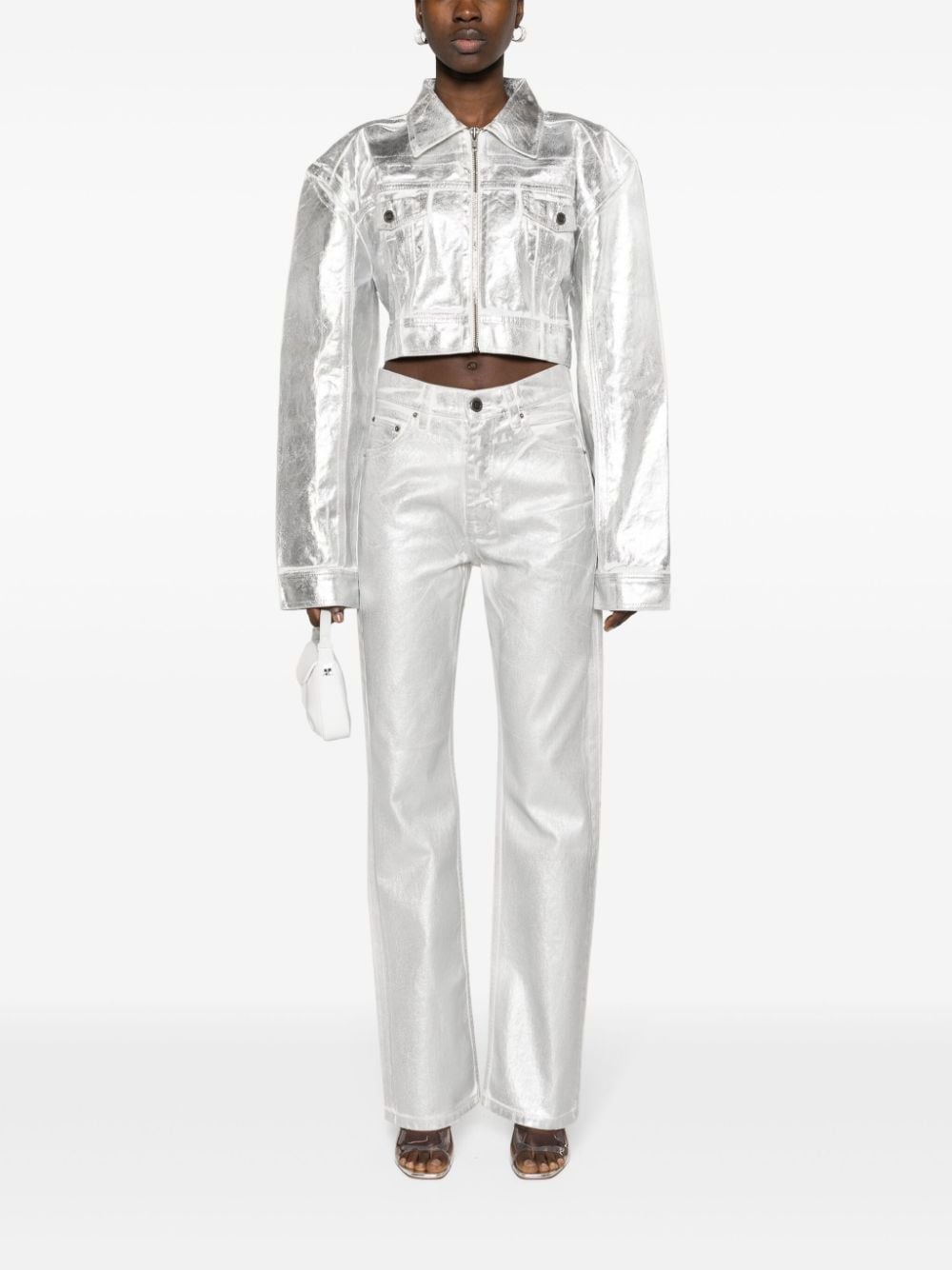 metallic straight-leg jeans - 2