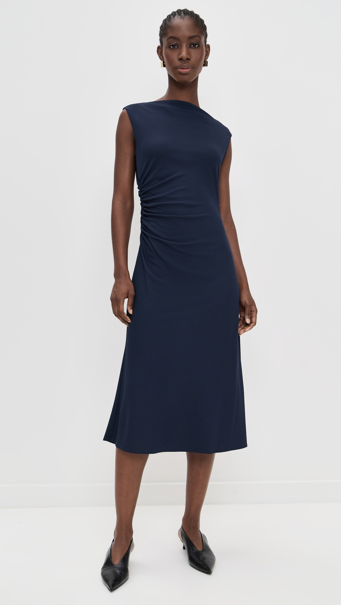 Boat Neck Drape Dress - 6