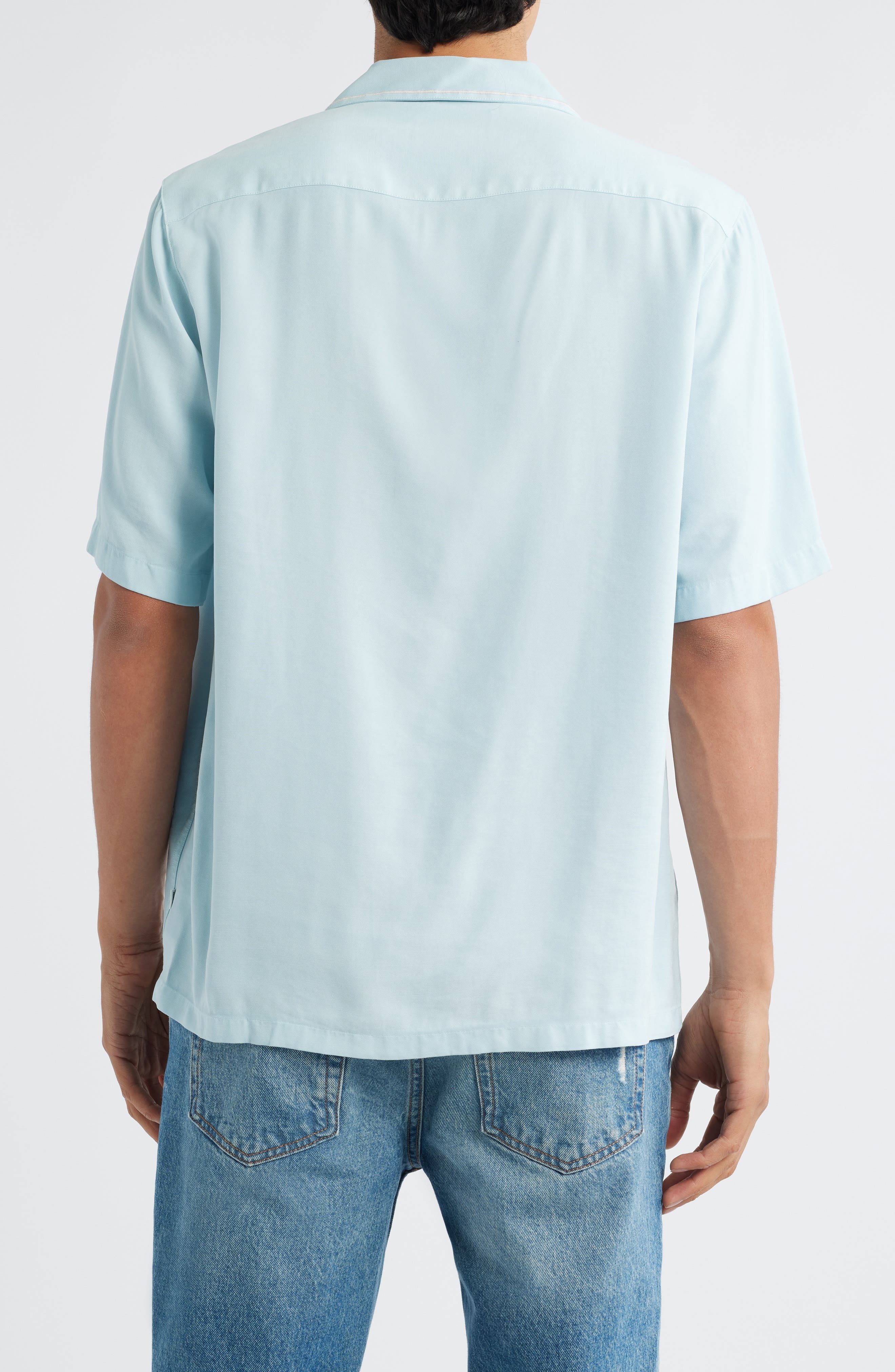 NN07 Julio Embroidered Button-Up Shirt in Winter Sky at Nordstrom - 3