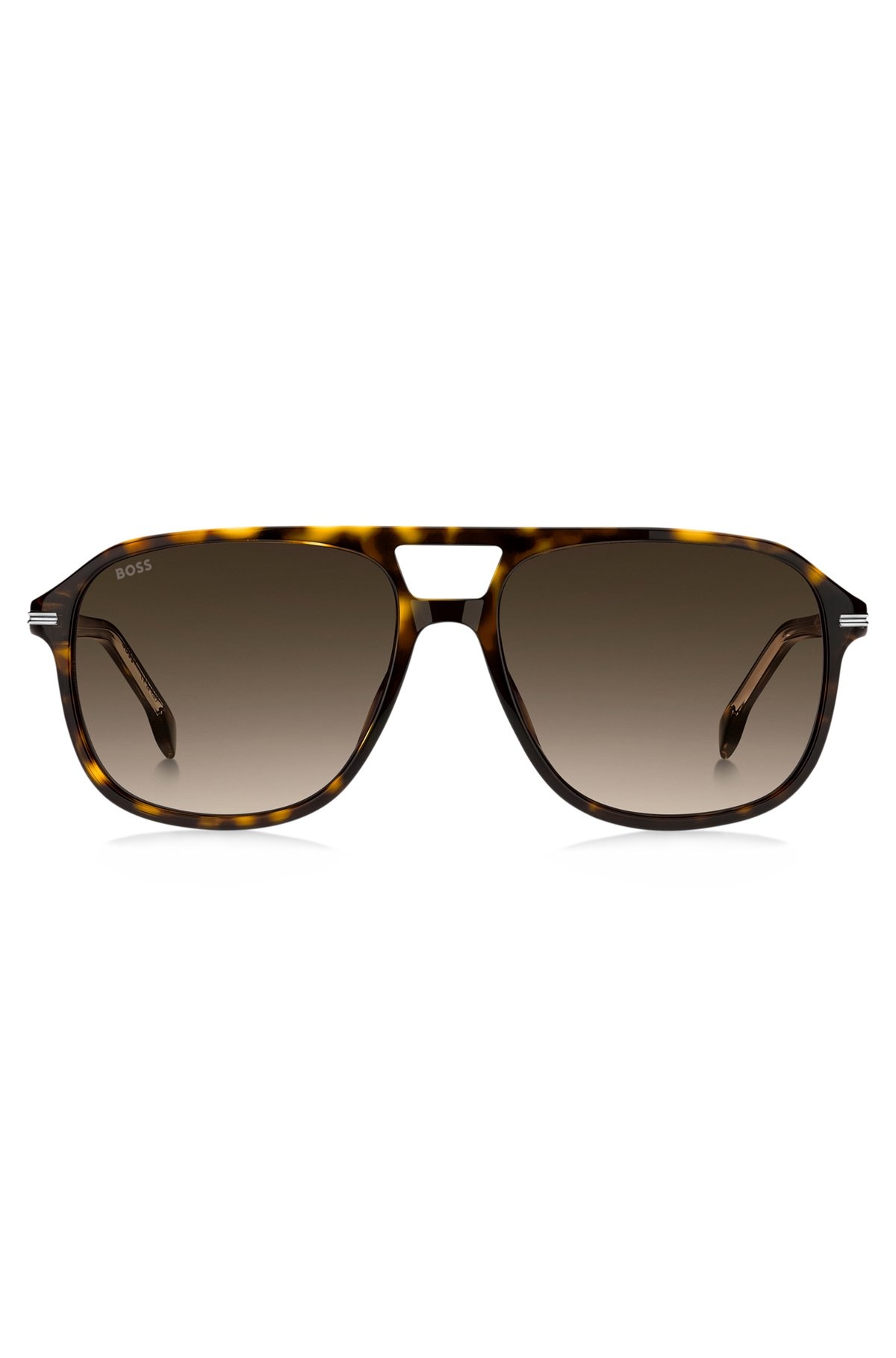 HAVANA-ACETATE SUNGLASSES WITH SILVER-TONE TRIMS - 3