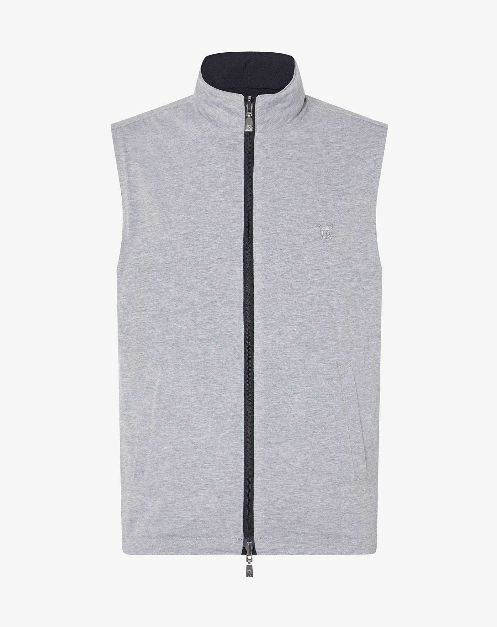 Navy blue reversible technical fabric waistcoat - 6