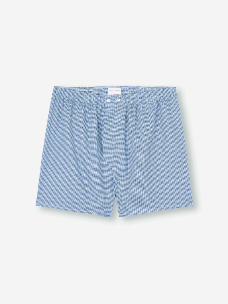Derek Rose Men's Classic Fit Boxers Cotton Navy Puppytooth Pattern outlook