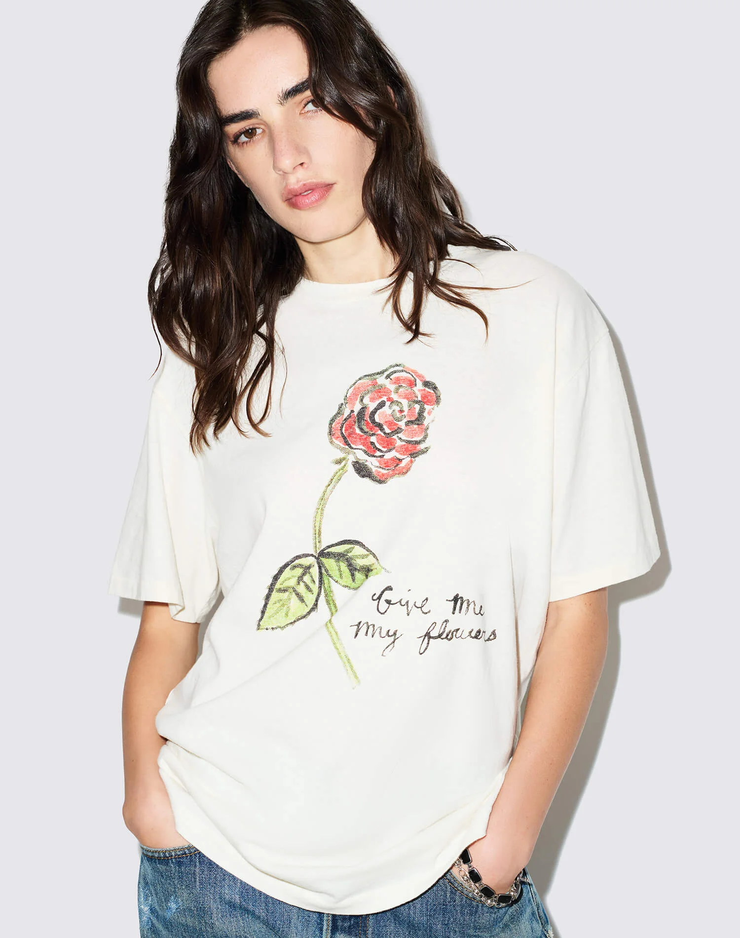 Boyfriend Tee Flowers - Vintage White - 1