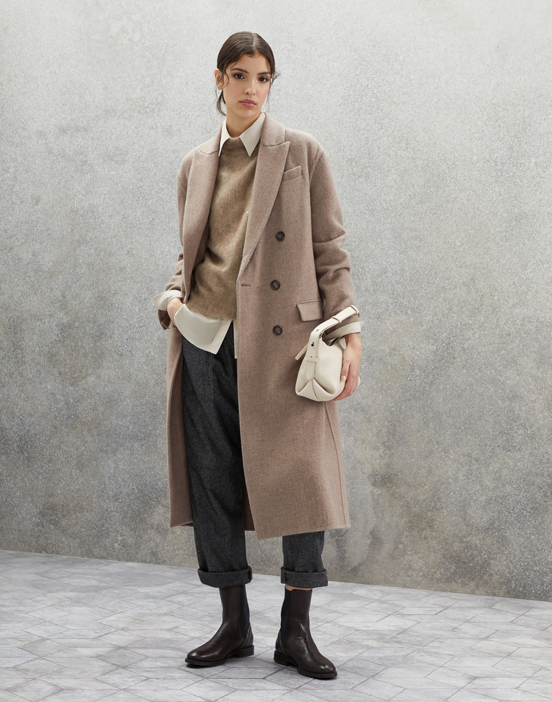 Hand-crafted coat in cozy cashmere double cloth with monili 5