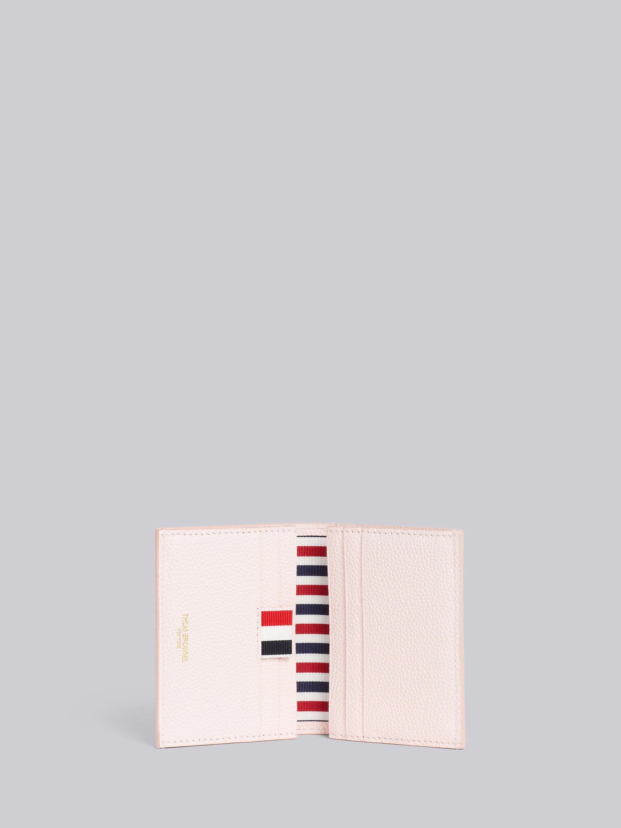 Light Pink Calf Leather Seersucker Small Double Card Holder - 3