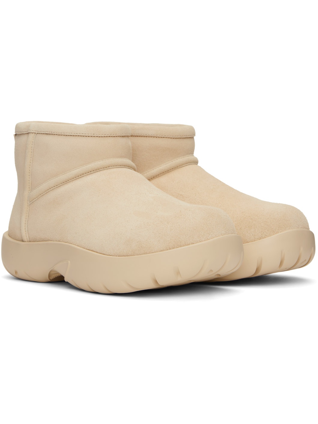 Beige Snap Ankle Boots - 4