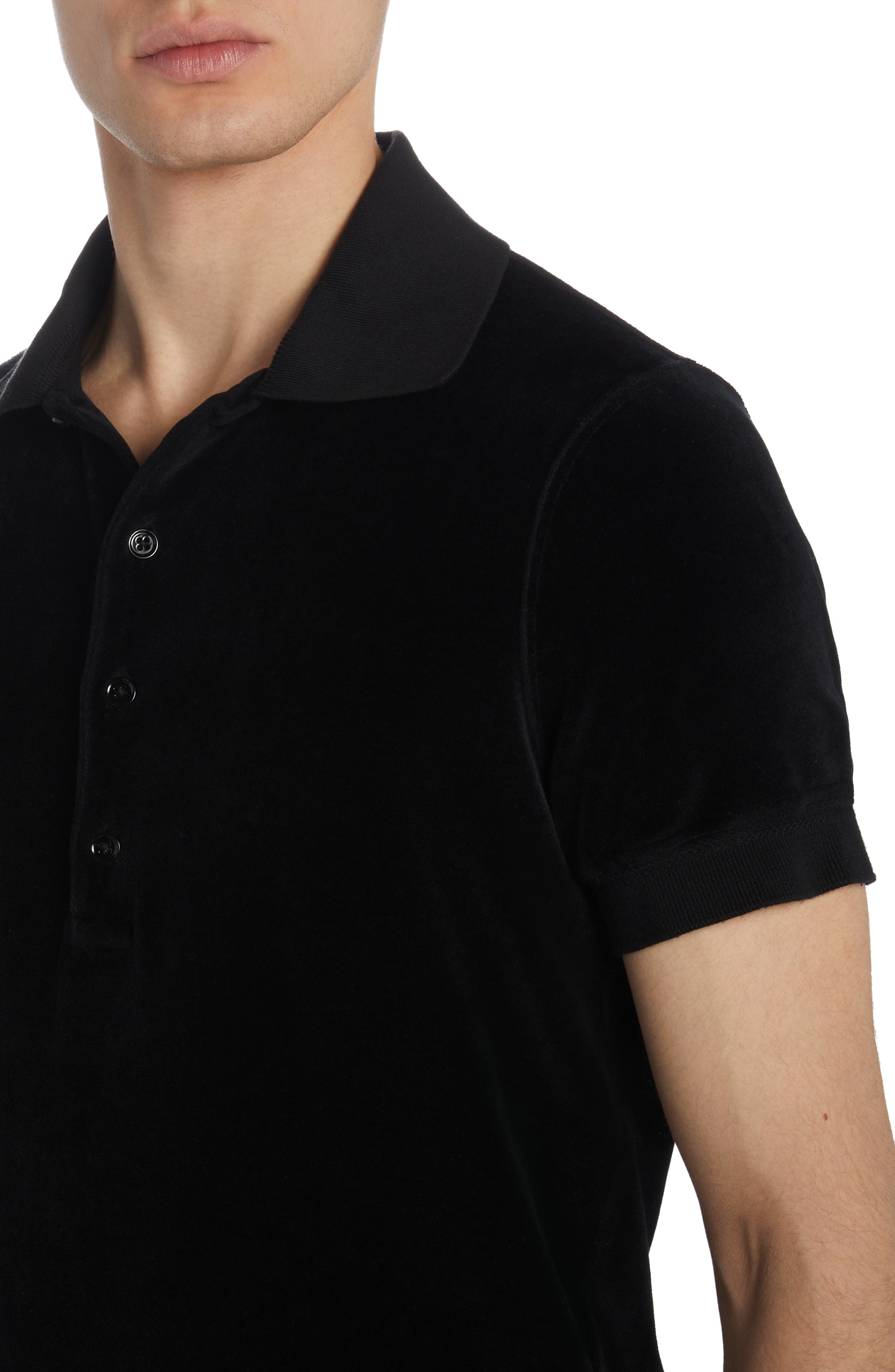 Short Sleeve Cotton & Modal Blend Velour Polo - 4