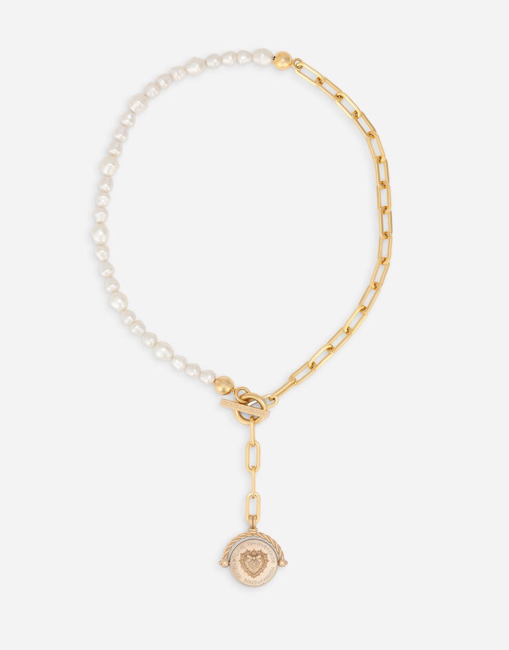 Short necklace with coin and pearls - 1