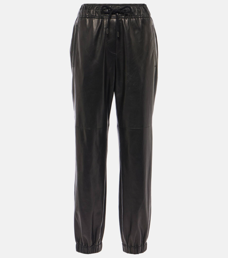 Leather straight pants 1