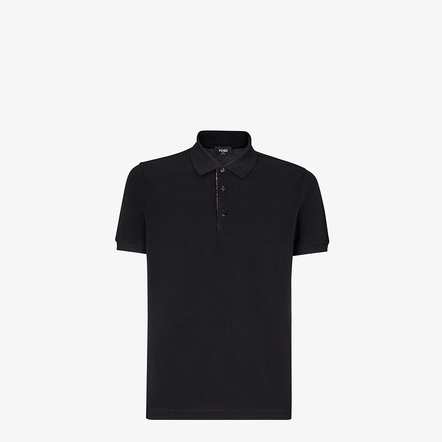 Black piqué polo shirt - 1