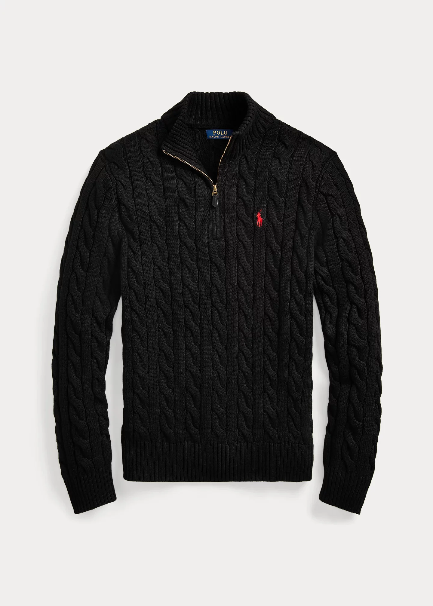 Cable-Knit Cotton Quarter-Zip Sweater - 1